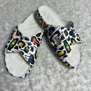Unisex Cole Haan Rubber Slip on Slide Sandals  Printed multi color Graffiti SZ8